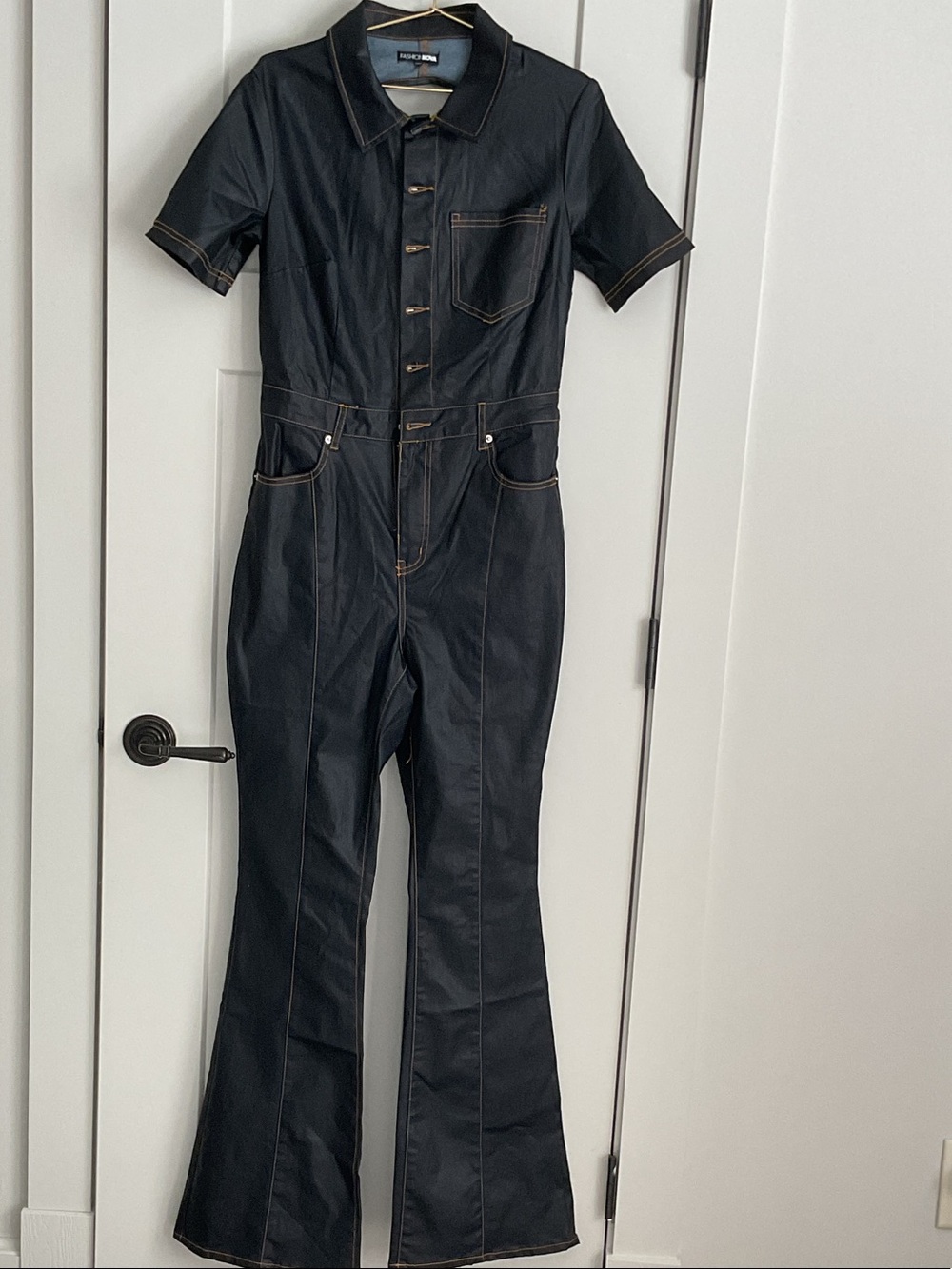 Fashion Nova "Time To Leave" Flare Denim Jumpsuit
